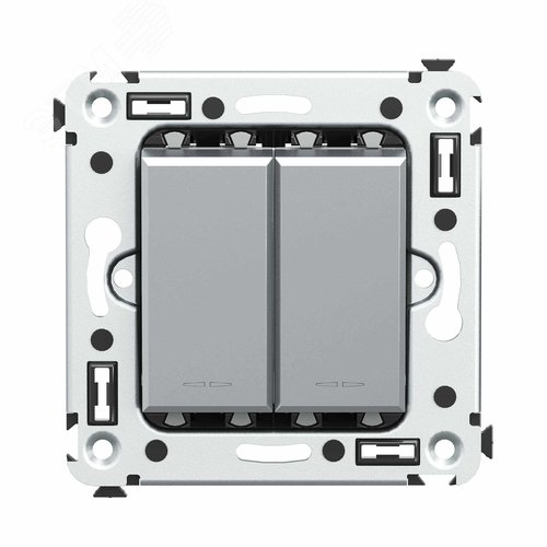 Avanti Выключатель двухклавишный в стену  Закаленная сталь