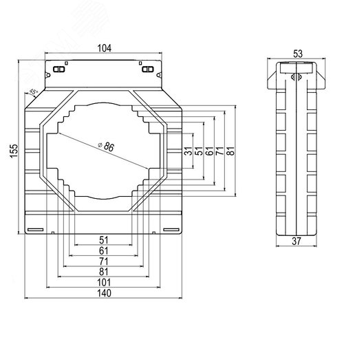 Трансформатор тока CT100 2500/5А, класс точности 0.2S, 10ВА - фото 2