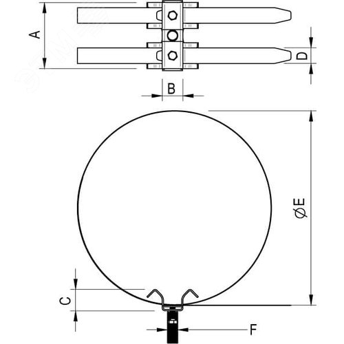 Хомут трубный двойной для изолированной мачты D0-150мм M16 - фото 2