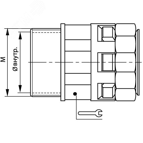 Монтажный комплект муфта труба-коробка DN 48 мм, М50х1,5, полиамид, цвет черный 2