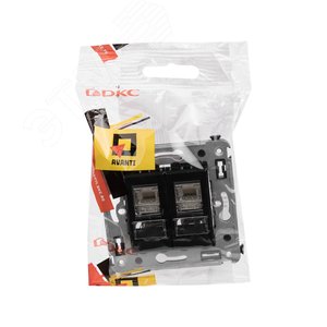 Avanti Розетка RJ-45 в стену, 5e двойная экранированная, ''Черный квадрат'' 5