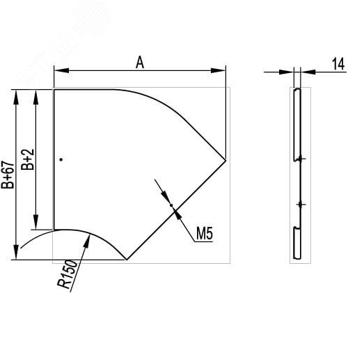 Крышка на угол CPO-45 горизонтальный основание 150мм 2