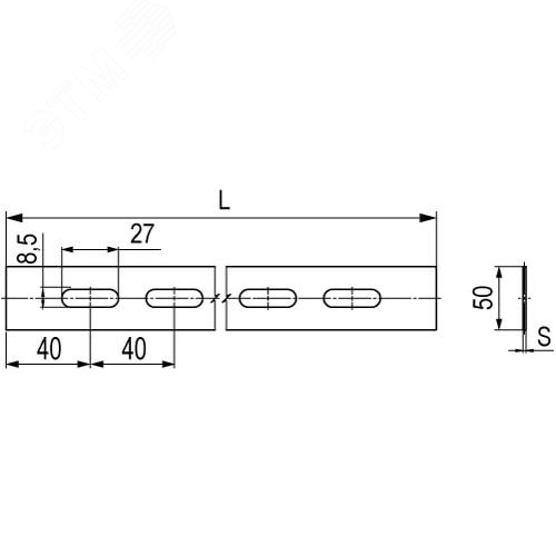 Полоса перфорированная 50x2000 мм, 2,5 мм 2