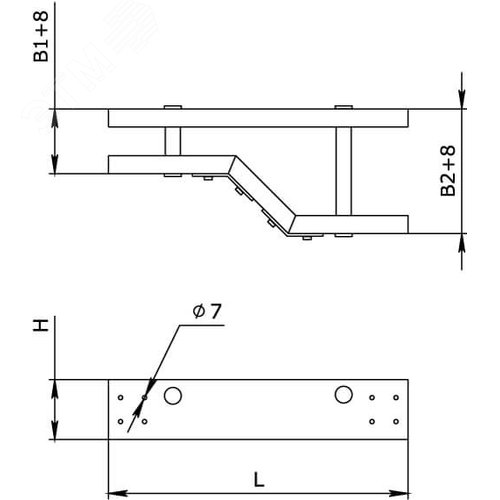 Переходник правосторонний H=100 400х300 стеклопластик 2