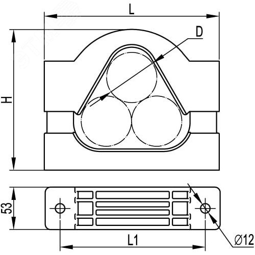 Держатель кабельный для крепления в треугольник д. 65-90 мм 2