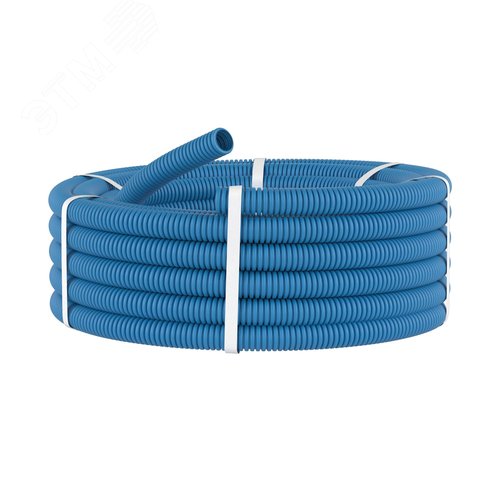 Труба ППЛ гибкая гофрированная D=25мм сверхтяжелая без протяжки 50м синий 2