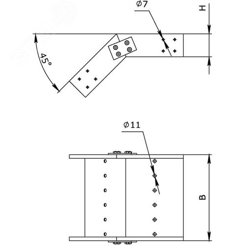 Угол вертикальный внешний 45 градусов 600х80 стеклопластик 2