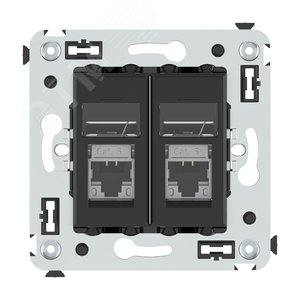 Компьютерная розетка RJ-45 в стену, кат.6 экранированная двойная,''Avanti'', ''Черный матовый'' - DKC (ДКС)