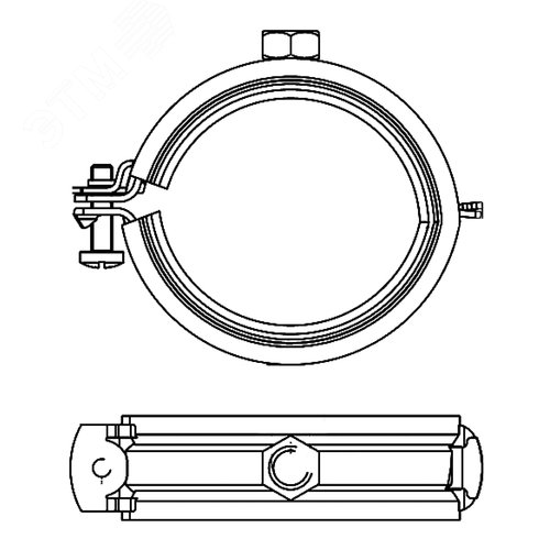 Хомут быстрой фиксации с изоляцией с гайкой М8 для труб d 1'' 2