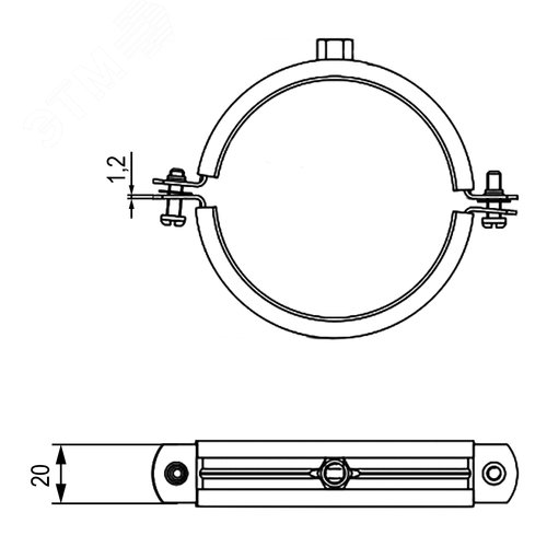 Хомут для воздуховодов с изоляцией с гайкой М8 для труб d 450 мм 2
