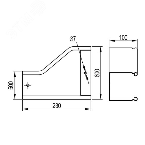 Переходник RRS левосторонний 600/500 H100 в комплекте с крепежными элементами и соединительными пластинами 4