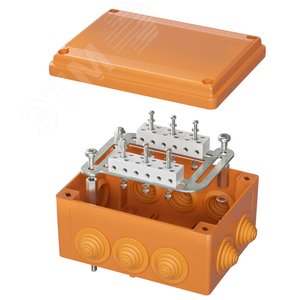 Коробка пластиковая FS с кабельными вводами и клеммникамиIP55,240х190х90мм,8р, 450V,20A,10мм.кв, нерж.контакт - DKC (ДКС)