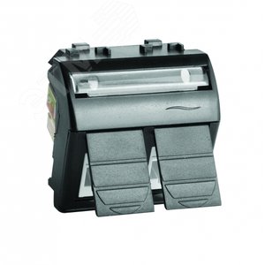 Розетка компьютерная RJ45х2 категория 5е 2 разъема PcNET черная - DKC (ДКС)
