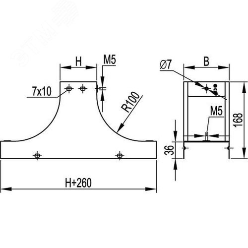 Крышка-ответвитель TS основание 400 H80 в комплекте крепежные элементы соединительные пластины 5