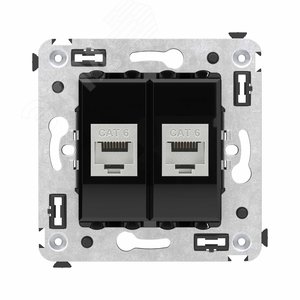 Avanti Компьютерная розетка RJ-45 без шторки в стену, кат.6 двойная экранированная,  Черный квадрат - DKC (ДКС)