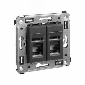 Avanti Компьютерная розетка RJ-45 в стену, кат.6А двойная, Черный матовый - фото 2