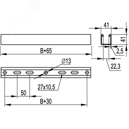 Траверса подвеса лотка шириной до 500 мм горячеоцинкованная 2