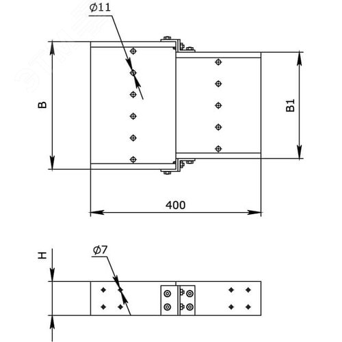 Переходник центральный 600/500 H=80, стеклопластик | GRC86050 | DKC 2