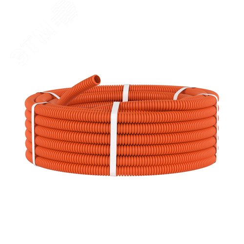 Труба ПНД гибкая гофрированная д.32мм легкая без протяжки 25м оранжевый 2