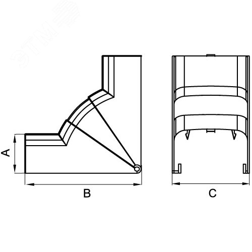 Угол 70-120 градусов внутренний 140х50мм изменяемый с разделителем 2