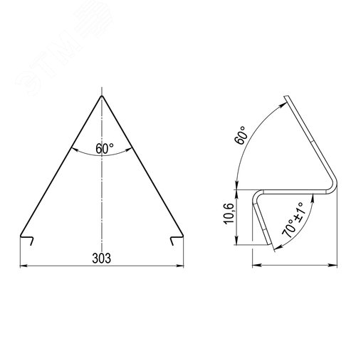 Крышка двускатная 300 L1500 цинк-ламель 2