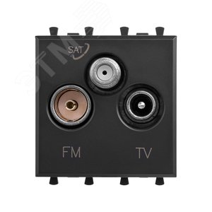 Розетка TV-FM-SAT модульная, Avanti, черный матовый, 2 модуля - DKC (ДКС)