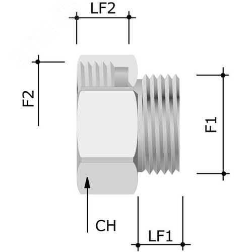 Переходник M50x1.5 наружная резьба/ M63x1.5 внутренняя резьба - фото 3
