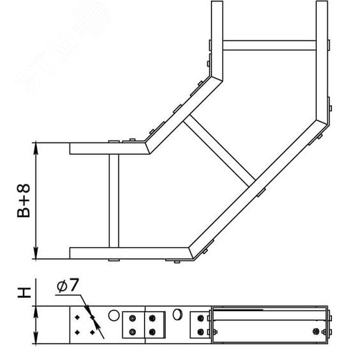 Угол горизонтальный 90 градусов 150x600 R=300 стеклопластик (GLG91560) 2