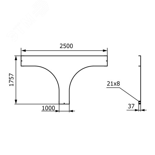 Крышка на ответвитель Т-образный 1000мм цинк-ламельная 2