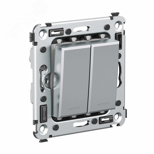 Avanti Выключатель двухклавишный в стену  Закаленная сталь 2