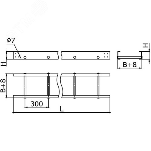 Лоток лестничный 150х600 L=3000мм стеклопластик 2