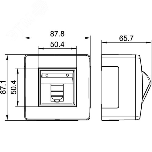Коробка для миниканалов с телефонной/компьютерной розеткой коричневая 2