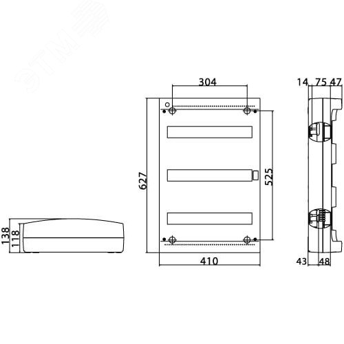 Щиток настен. без дверцы, 54(3Х18) мод.,IP40 | 83654 | DKC 2
