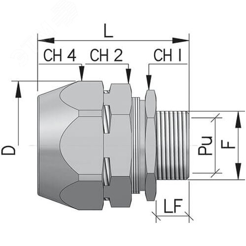 Муфта металлорукав в изоляции в оплетке-коробка DN 40 IP66 М40х15 2