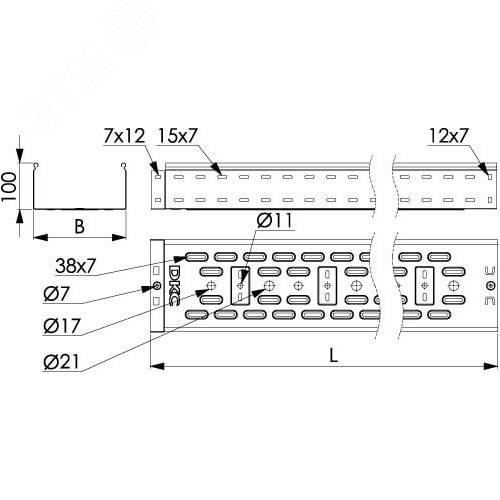 Лоток перфорированный 600х100 L=2000мм горячеоцинкованный 2