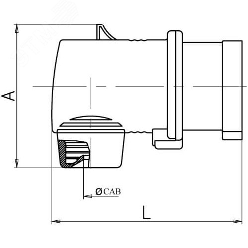 Вилка кабельная угловая IP44 32А 2P+E 230В 2