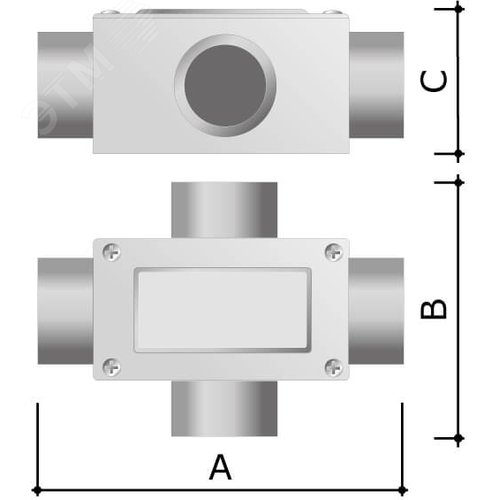 Коробка ответвительная алюминиевая 4 ввода М16х1.5 IP55 118х83х42мм 4