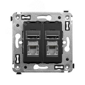 Avanti Компьютерная розетка RJ-45 в стену, кат.5e двойная экранированная,, Черный матовый - DKC (ДКС)