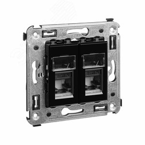 Avanti Розетка RJ-45 в стену, 5e двойная,Черный    квадрат 2