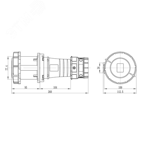 Розетка кабельная IP67 63A 3p+E+N 400V - фото 2