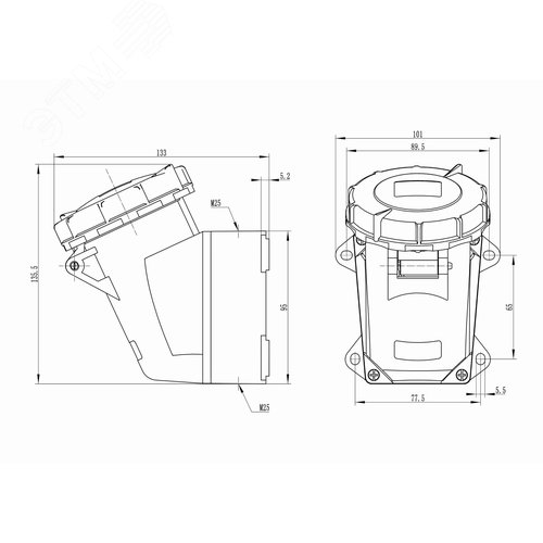 Розетка наружная IP67 16А 3P+E+N 400V - фото 2