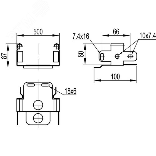 Переходник 80х500 с проволочного лотка на листовой 2