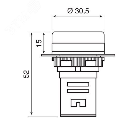 Индикатор сигнальный со встроенным диодом 220В желтый (ALIL3L220) 2