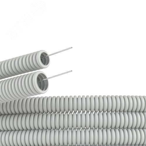 Труба ПВХ гибкая гофрированная д.32мм сверхтяжелая с протяжкой 25м серая