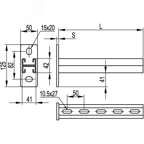 Кронштейн двойной DBM основание 200 мм горячеоцинкованный 2