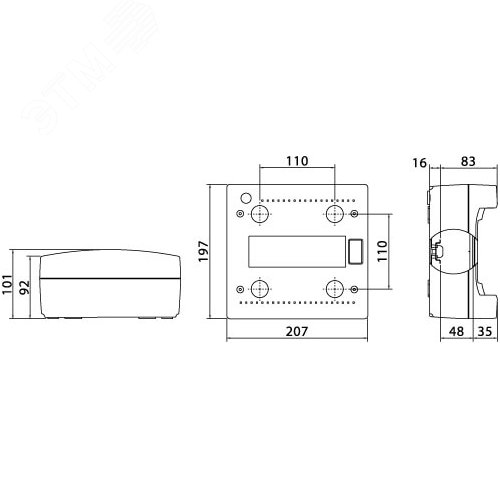 Щиток настен.без двер.8мод.IP40.,сер.,с усил. клем.блок.1х87308 | 83708 | DKC 2