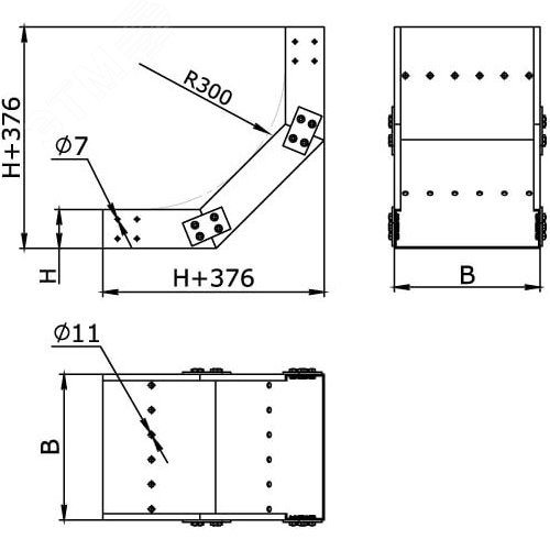 Угол вертикальный внутренний 90 градусов 200х80 стеклопластик 2