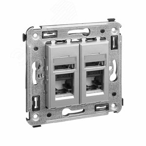 Avanti Компьютерная розетка RJ-45 в стену, кат.6 двойная,, Закаленная сталь - фото 2