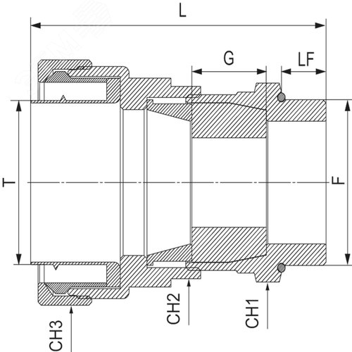 Взрывозащищенный кабельный ввод ANP под небронированный кабель в металлорукаве M20х1,5 D8-13мм, Dn20мм. Никелированная латунь. IP66/68 2