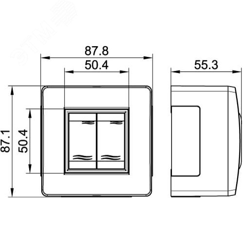 Коробка для миниканала 2 выключателя коричневая универсальная 2